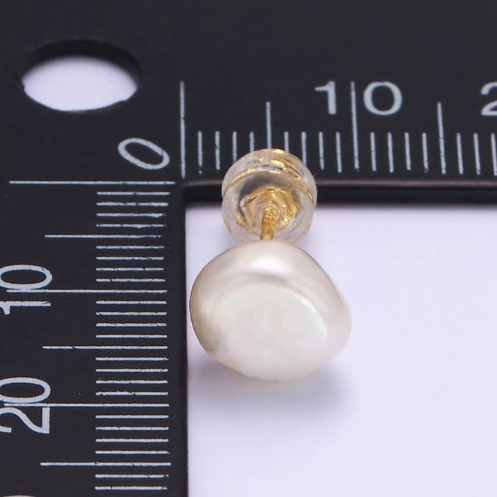 Aim Eternal - Wholesale Stud/Post Earrings - 16K Gold Filled White Baroque Freshwater Pearl Stud Earrings | AB11932