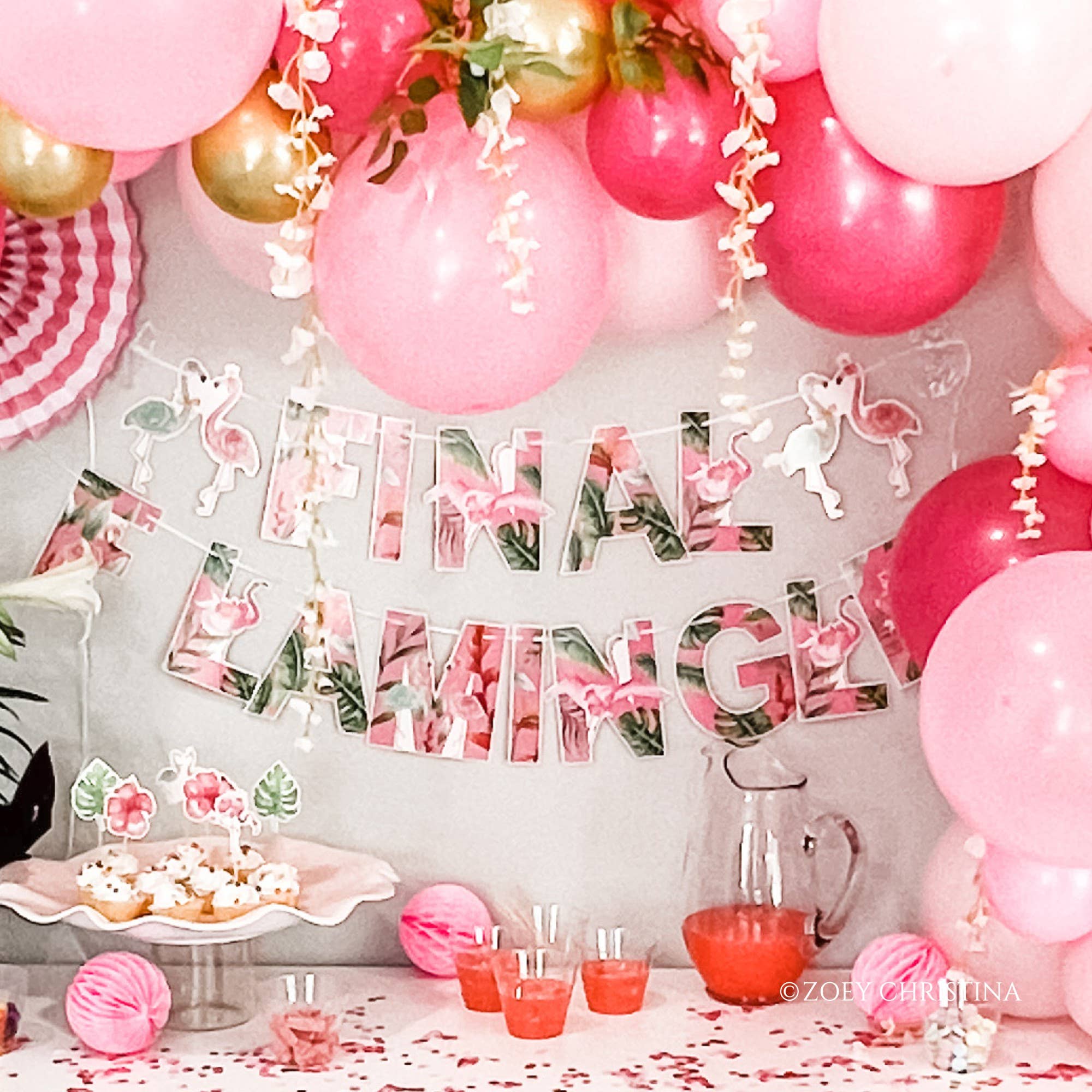 Zoey Christina - Wholesale Party Sign/Banner - FINAL FLAMINGLE Flamingo Banner – Perfect for Tropical Bach3