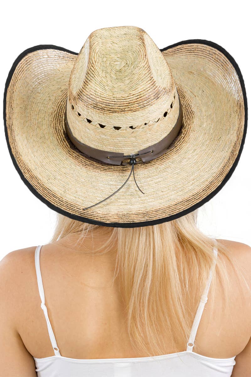 Cap Zone - Wholesale Cowboy Hat - Women's - Vented Vintage Burnt Cutter Palm Straw Cowboy Hat3