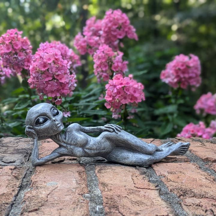 John Bernard & Company - Wholesale Outdoor Ornament/Decor - Alien Invasion Sexy 10” long Lying Female Alien Statue 4