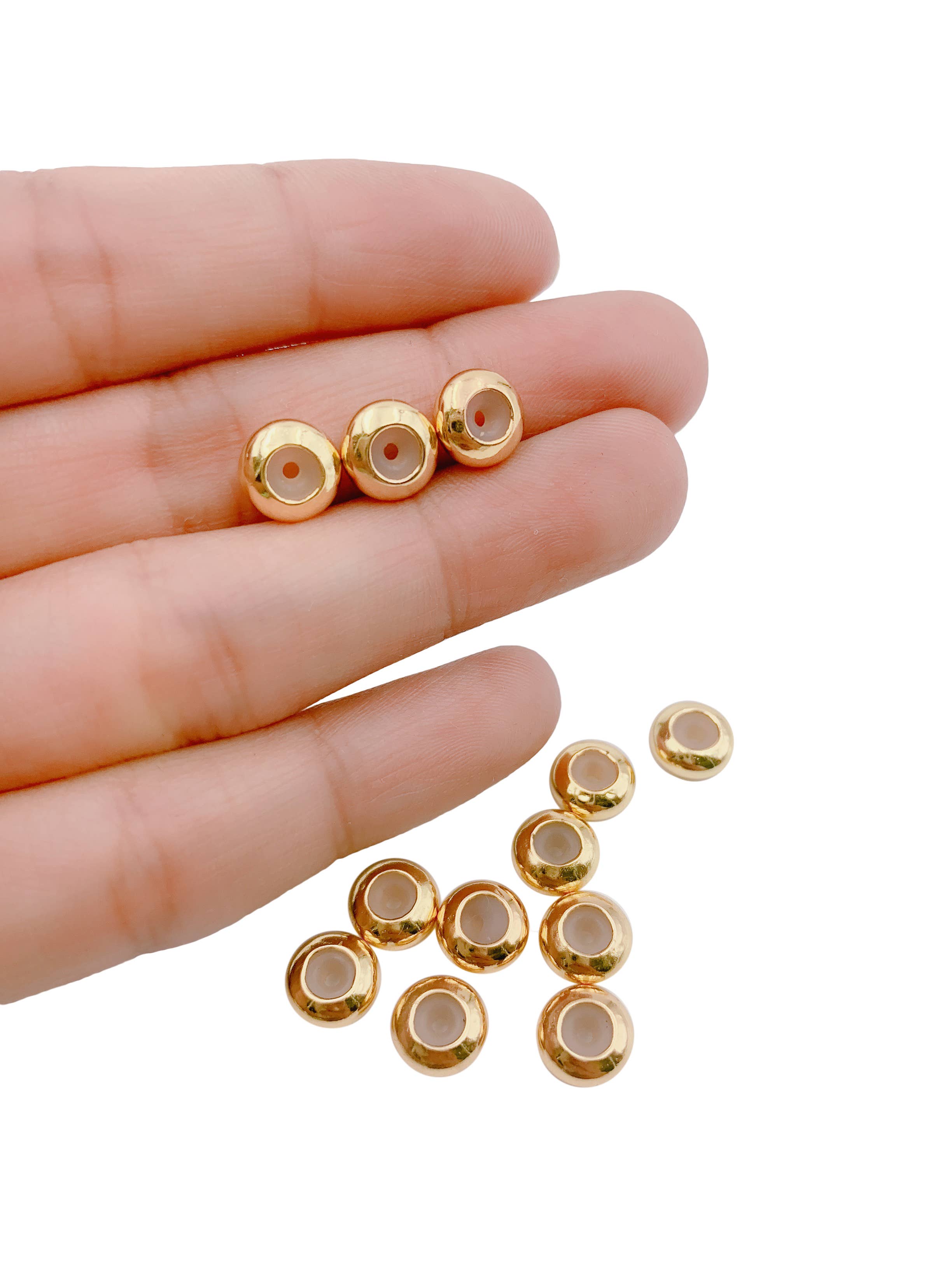 Beads Creation - Wholesale Clasp - Gold Filled Rondelle Rubber Stopper Bead Clasp, CL450