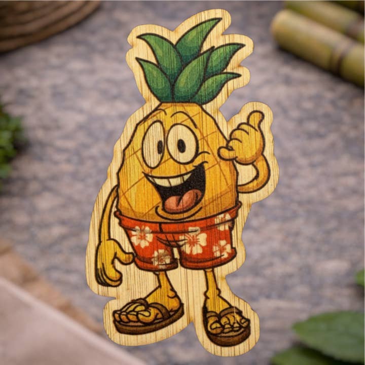 Glad ananas Shaka for engroshandel hos Bamboo Wood Stickers