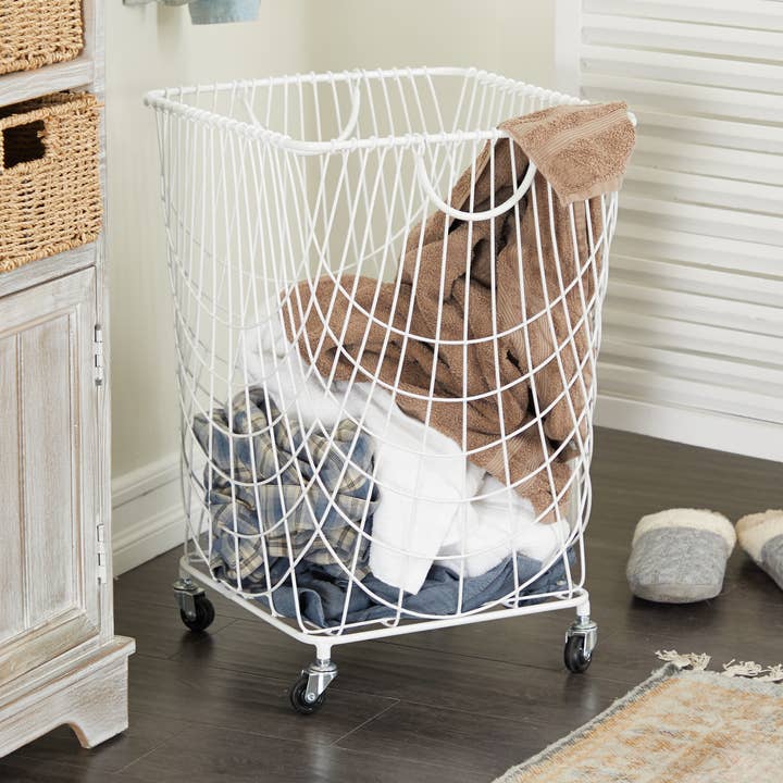Chariot de rangement industriel en métal blanc pour la vente par Deco Marché