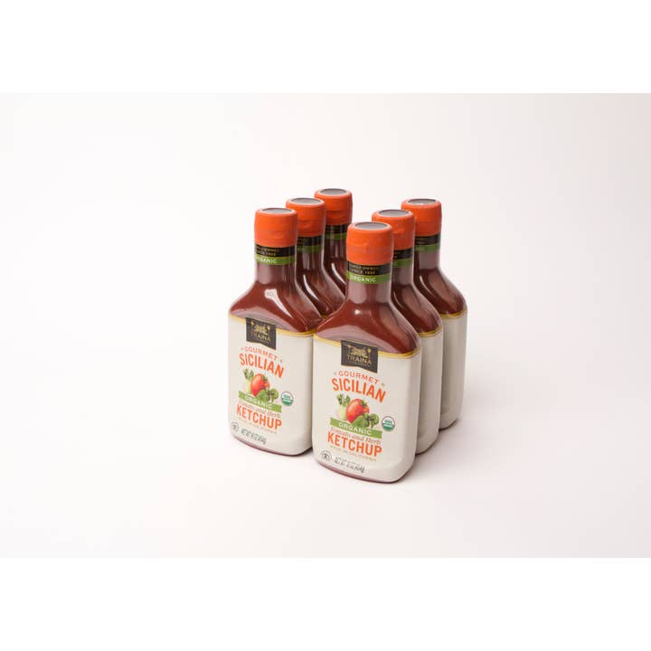 Traina Home Grown - Wholesale Ketchup - 6 pack of Gourmet Organic Sicilian Tomato and Herb Ketchup