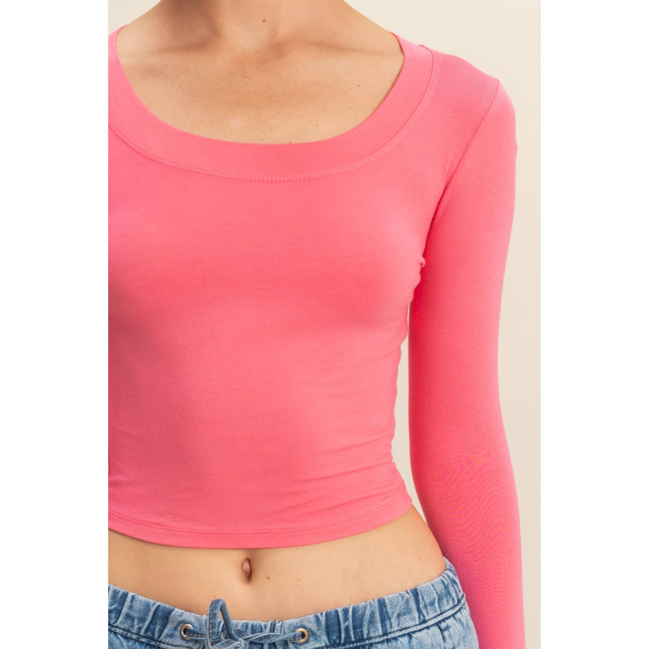 HYFVE - Wholesale Shirt - Women's - Cropped Scoop Neck Long Sleeve Top10