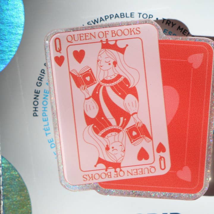 Queen of Books- Book Lover Phone Kindle Grip for wholesale by Ivy Resin Shop LLC