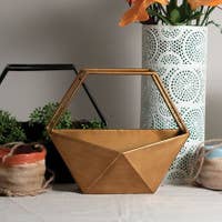 Foreside Home & Garden - Wholesale Plant Pot - SALE - Bronze Geometric Metal Wall Planter Pot3