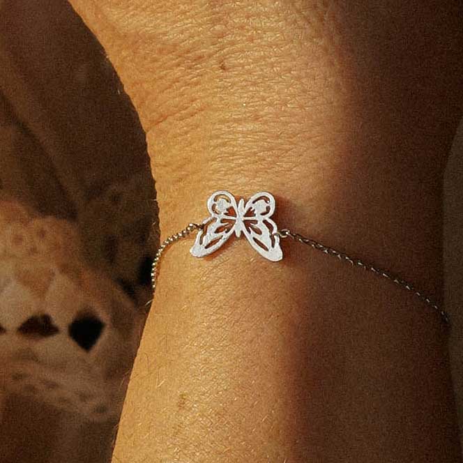 Pulsera con forma de mariposa dorada con oro fino para venta al por mayor de Bijoux 7bis