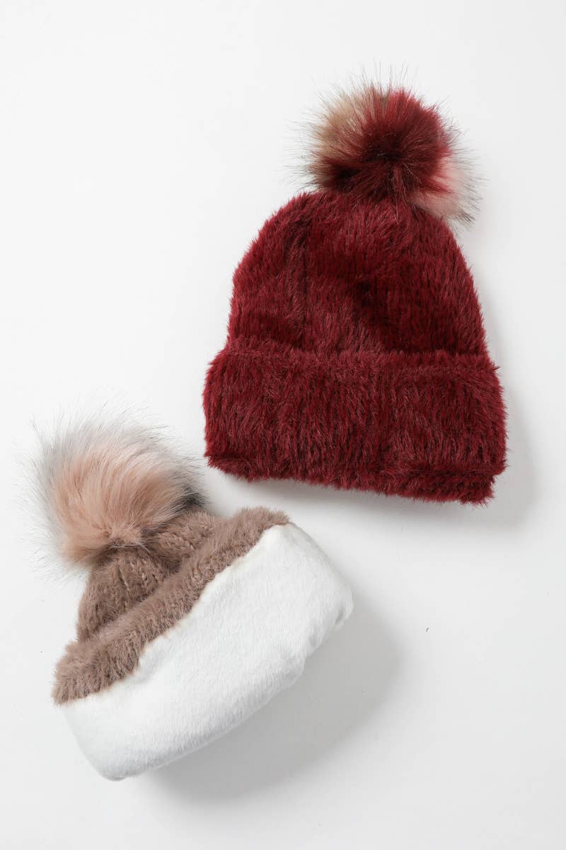 Leto Accessories – Großhandel Beanie – Damen – Strickmütze aus Plüschimitat aus Mohair für winterliche Wärme 🤎5