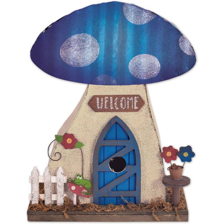 Teal Mushroom Birdhouse for wholesale by Sunset Vista Designs