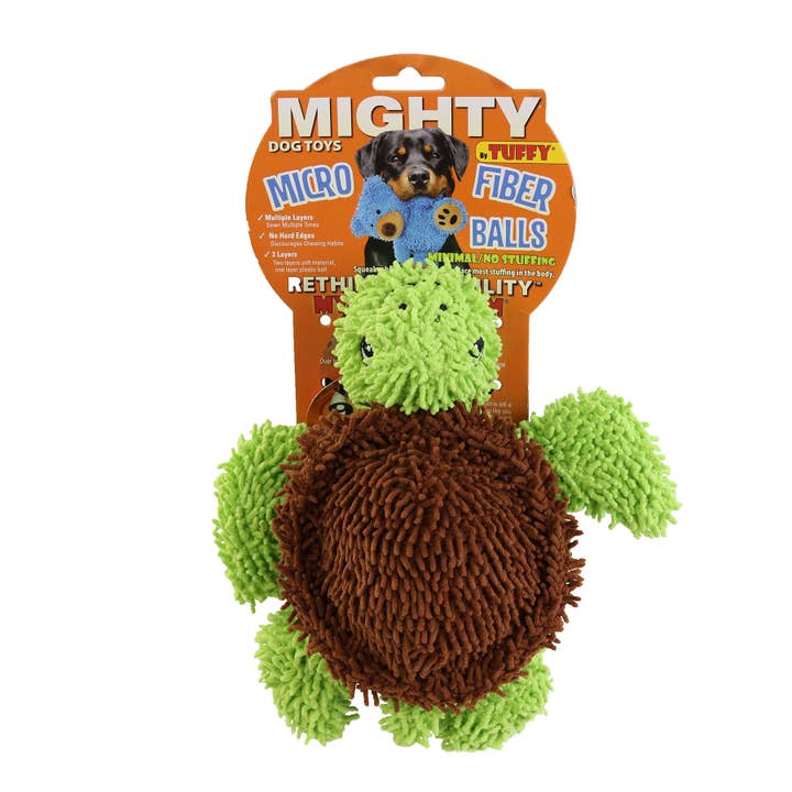 Tuffy Dog Toys - VIP Products – wholesale Pipleksak - Hund – Mäktig mikrofiberboll med sköldpaddsgrön, pipande hundleksak4