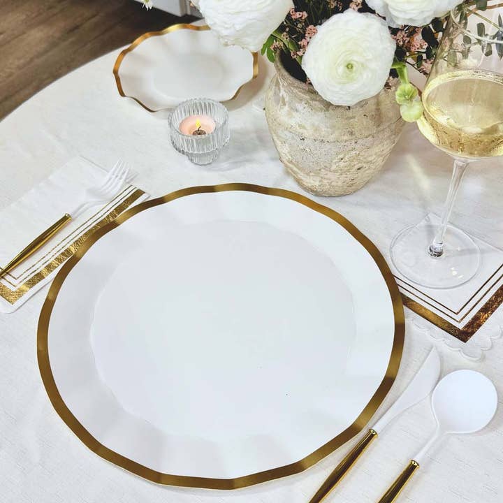 Sophistiplate - Wholesale Charger Plate - Everyday White Wavy Charger Plates/8pk