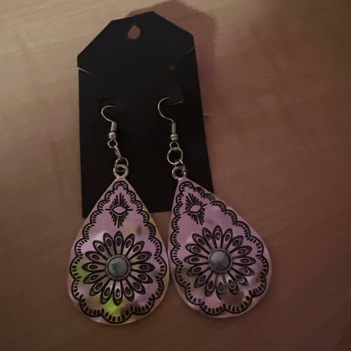 Sunflower Dangle oorbellen met turkoois voor wholesale door Little Monsters Boutique