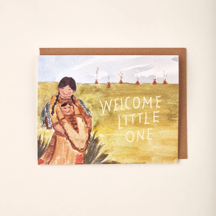 Little Salt Wagon - Wholesale Baby Card - Welcome Little One Baby Native American Indian Greeting Card