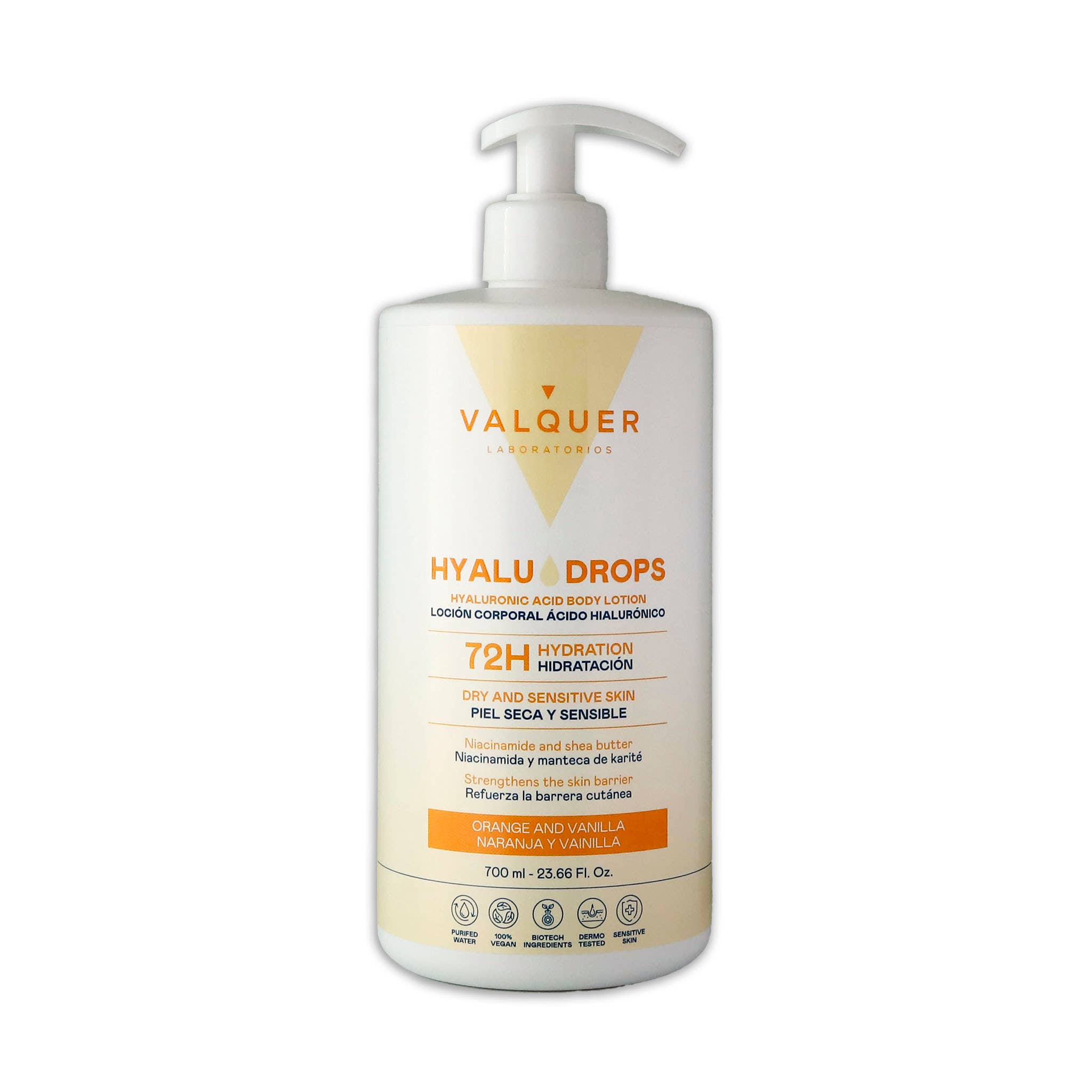 Valquer Laboratorios - Wholesale Body Cream/Lotion - Hyaludrops Orange and Vanilla Body Lotion 72 h 700 ml0