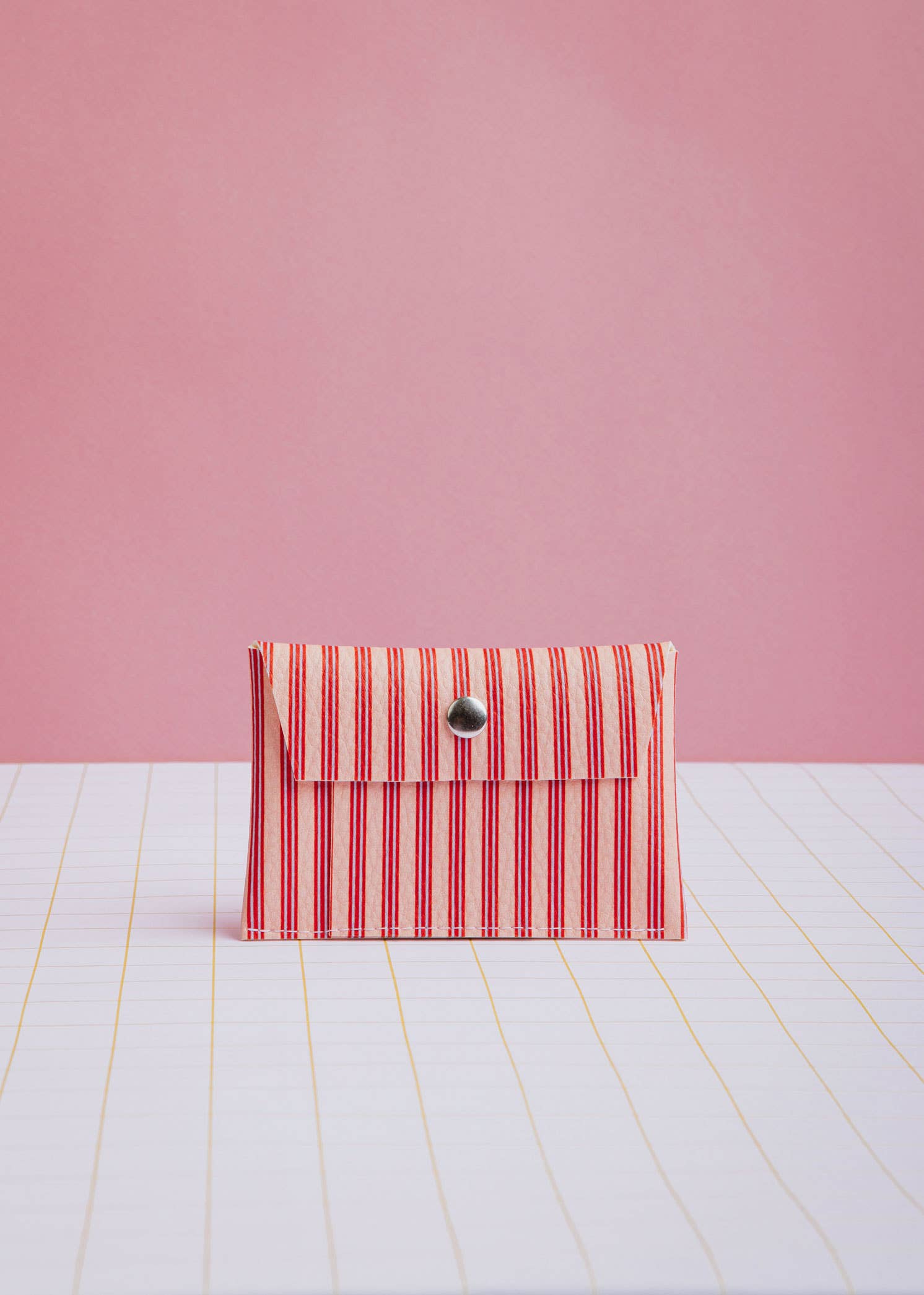 ECKE - Wholesale Card Holder - Women's - Coral Red Stripes Wallet1