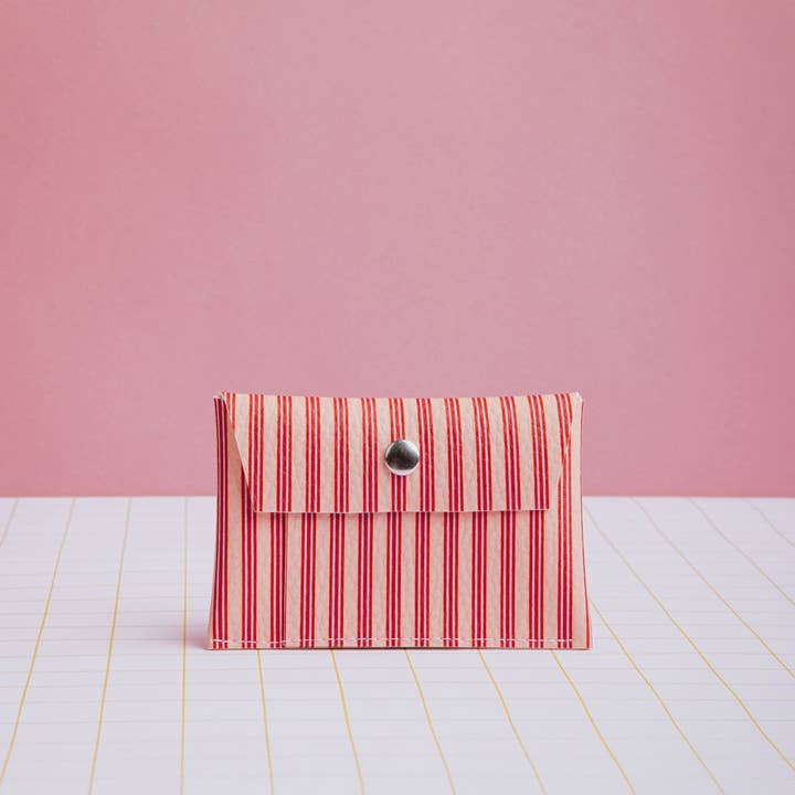 ECKE - Wholesale Card Holder - Women's - Coral Red Stripes Wallet1