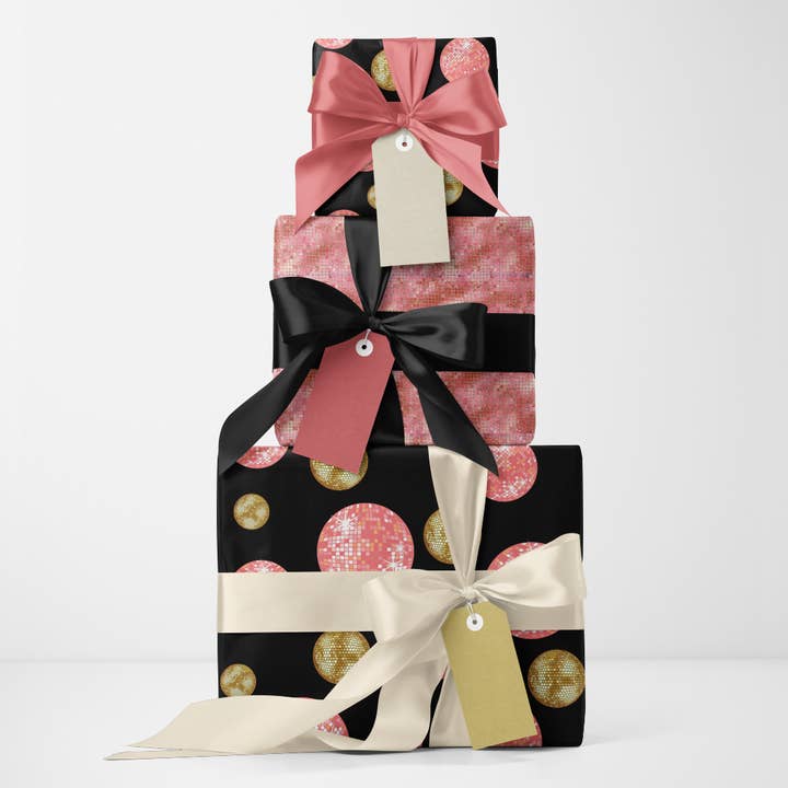 Mod Lounge Paper Company – Engroshandel Indpakningspapir – Disco Ball dobbeltsidet gaveindpakningsrullede ark3