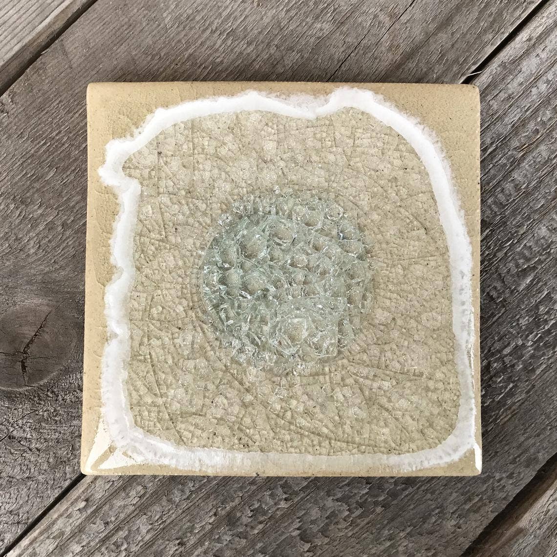 Dock 6 Pottery - Vente Sous-verre - Sous-verre Geode Crackle, individuel, 4 « x 4", verre fondu24