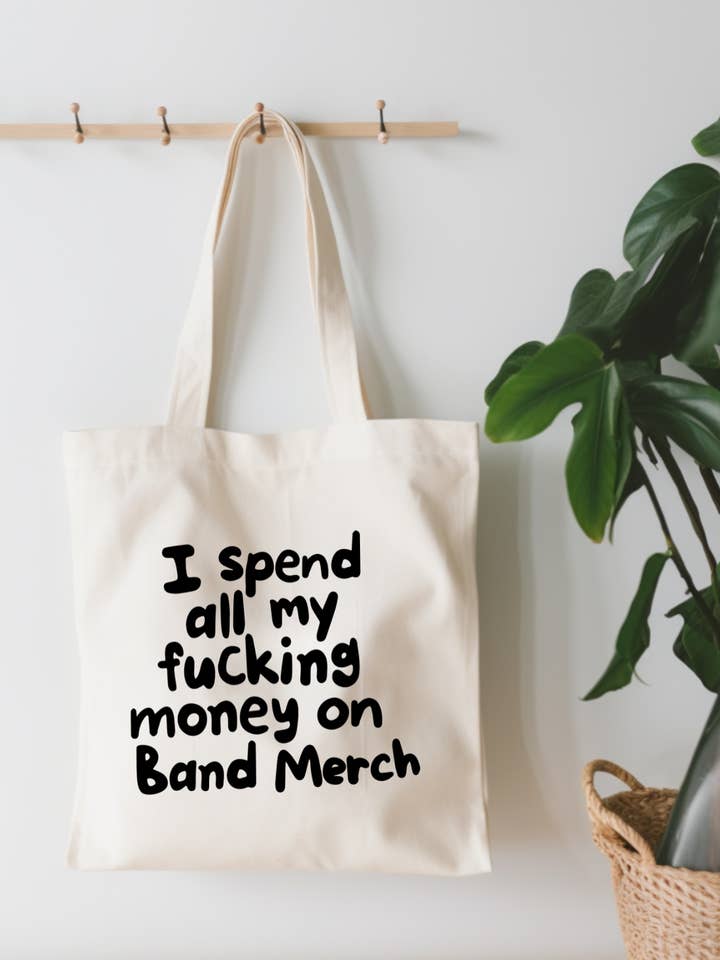 I Spend All My Money On Band Merch Canvas Tote Bag for wholesale by EnchantingSunshine