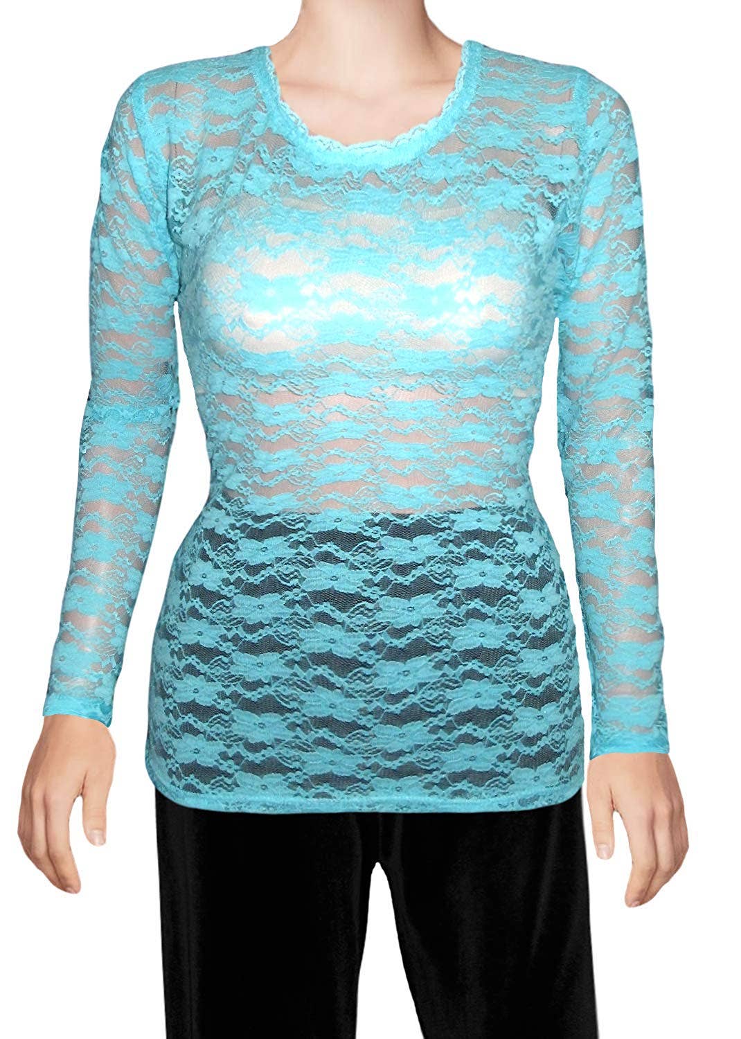 Ooh la la – Großhandel Bluse – Damen – Ooh La La Longsleeve aus Stretch-Spitze3