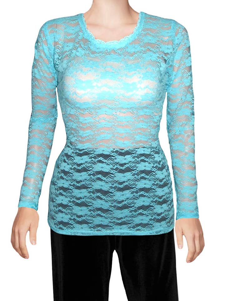 Ooh la la – Großhandel Bluse – Damen – Ooh La La Longsleeve aus Stretch-Spitze3