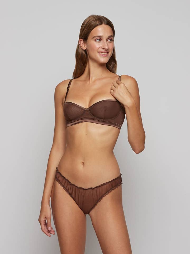 Lover - Knickers in Tulle-Chocolate for wholesale by Chitè Milano