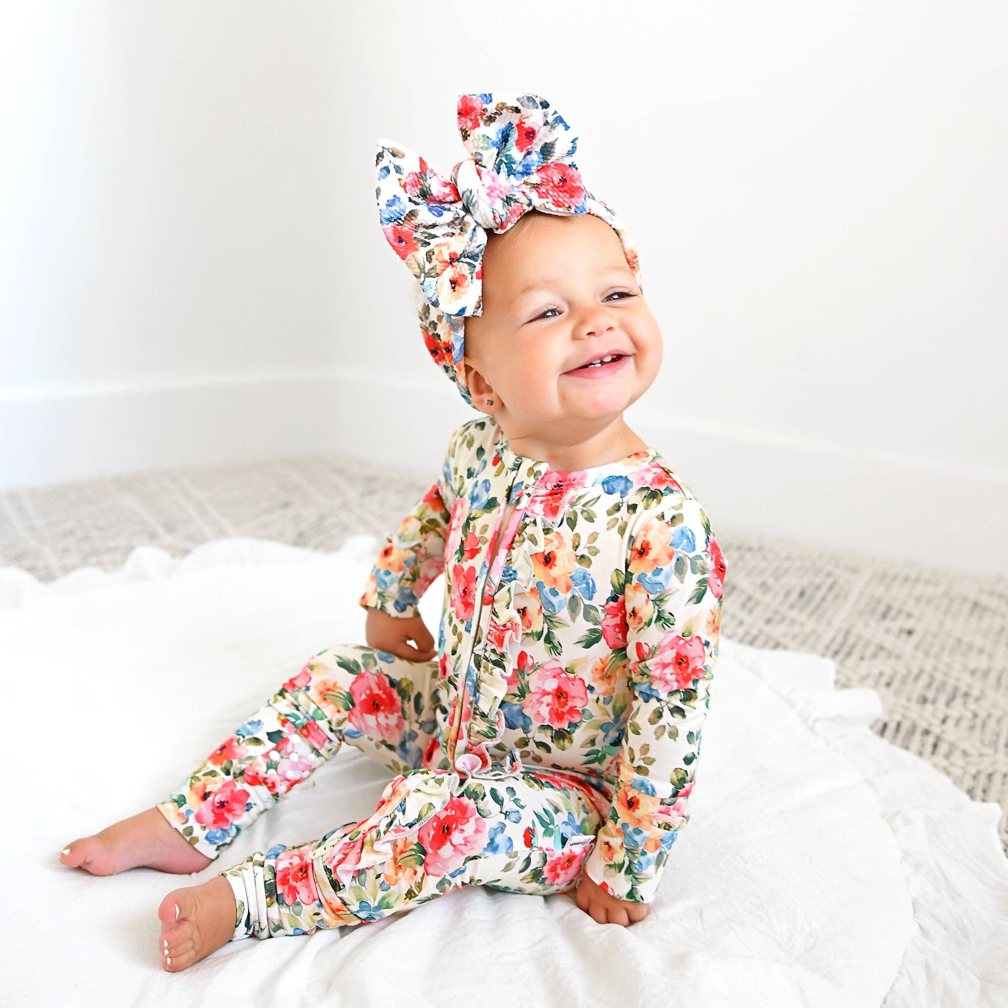 Gigi and Max - Wholesale Jumpsuit - Baby - Nayeli RUFFLE ZIP Bamboo One Piece Floral Baby Clothing5