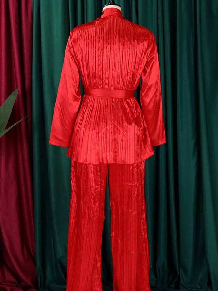 NINEXIS - Wholesale Top & Pant Set (NOT Loungewear) - Women's - CWSTB0523_PLUS SIZE LACE UP SHIRT TROUSERS TWO-PIECE SET14