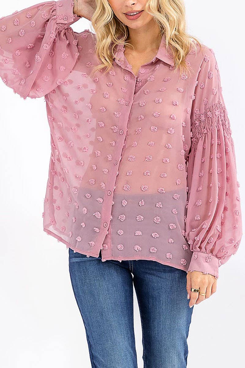 ROUSSEAU - Vente Chemise à col boutonné – femme - CHEMISIER À MANCHES LONGUES AVEC BOUTONS ET DÉTAILS À POIS SUISSES19