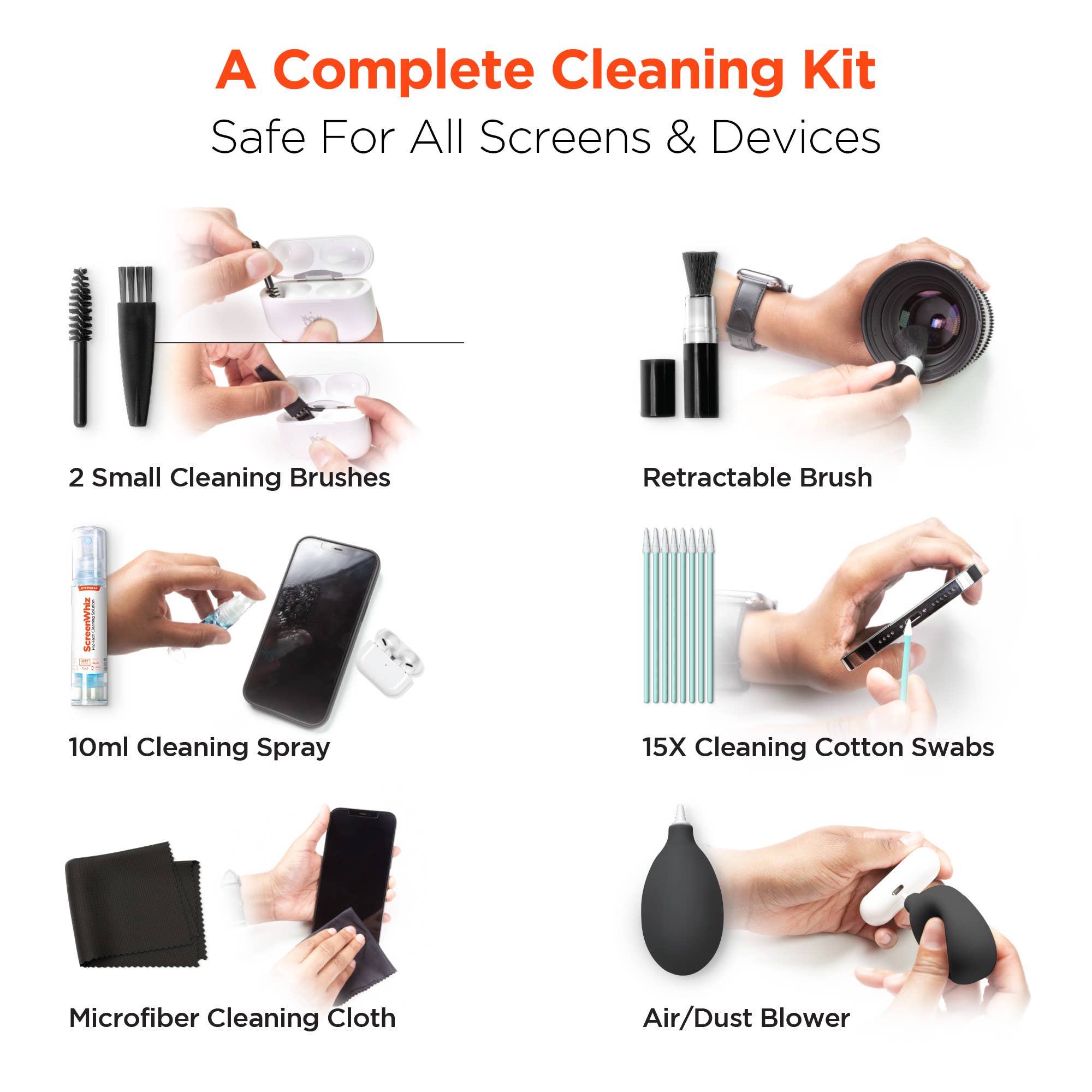 JupiterGear Home - Wholesale Cleaning Cloth - HyperGear ScreenWhiz 7-in-1 Complete Tech Cleaning Kit3