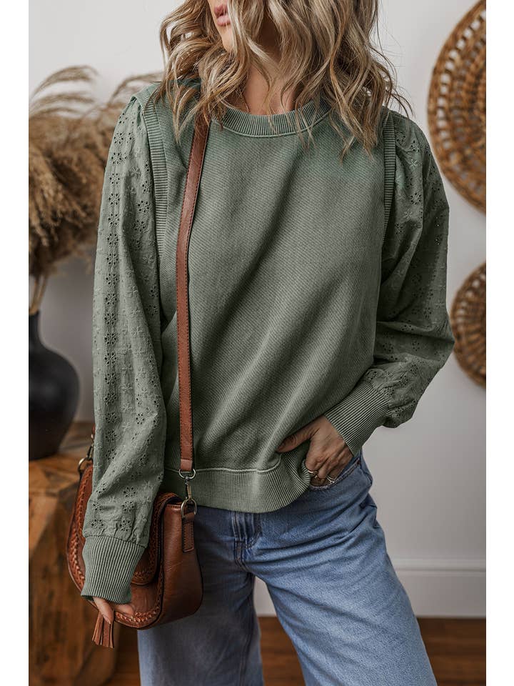 Little Daisy Closet - Wholesale Sweatshirt - Women's - LDC Cut-out Design Contrast Round Neck Pullover Sweatshirt