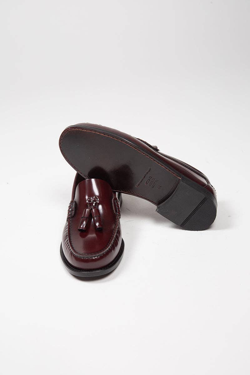 CRUDE Burgundy tasseled loafers for wholesale on Faire0