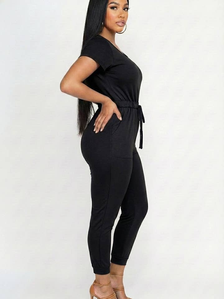 CAPELLA APPAREL - Wholesale Jumpsuit - Women's - Two-way Shoulder Drawstring Jumpsuit1