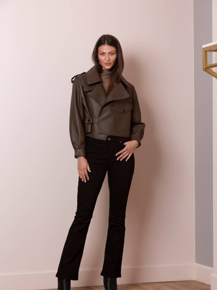 Lambskin Moto Jacket with Binding Lining for wholesale by Jessie Liu Collection