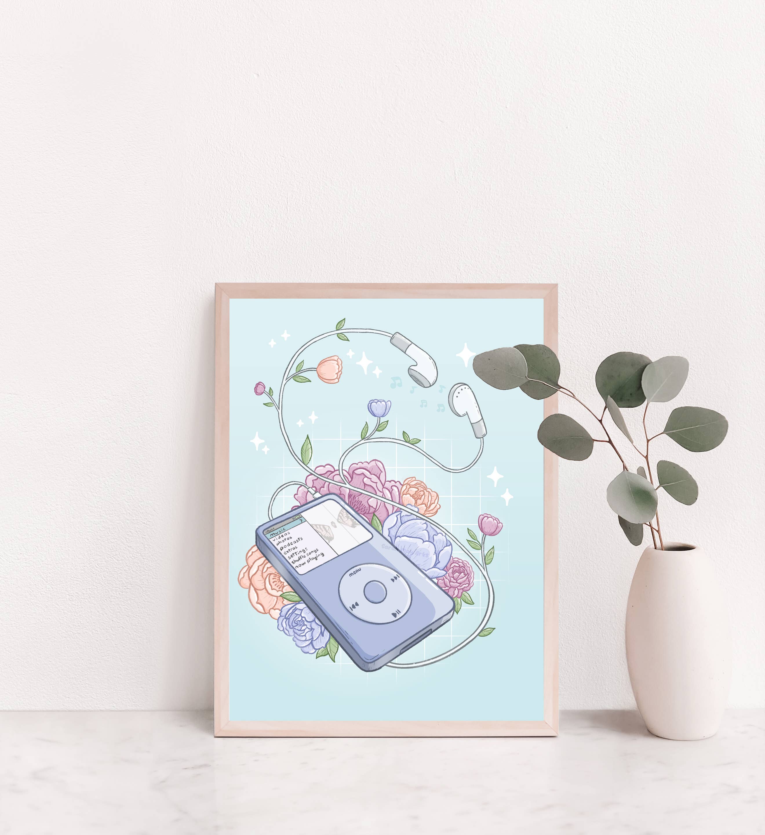 Sarah May Arts - Wholesale Art Print - iPod Classic Print | Retro Nostalgic Floral Art1