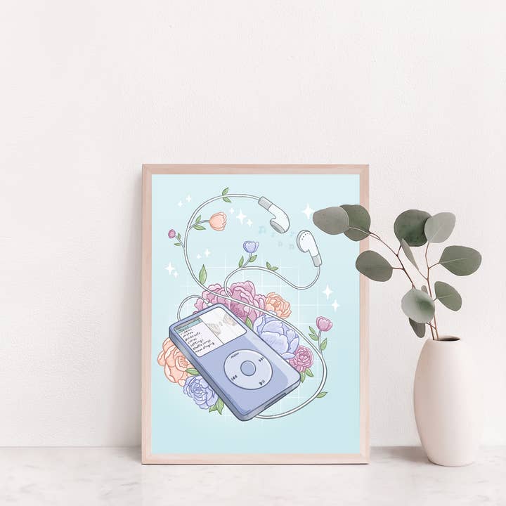 Sarah May Arts - Wholesale Art Print - iPod Classic Print | Retro Nostalgic Floral Art1
