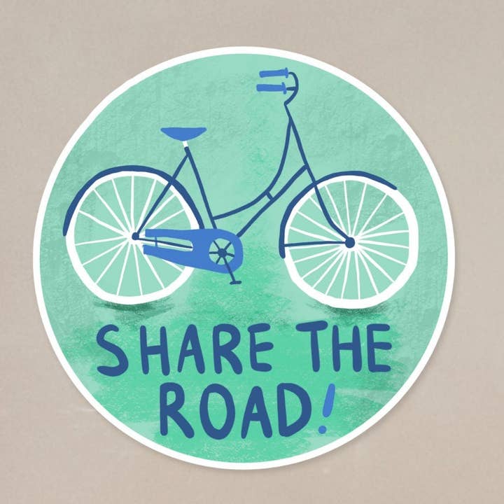 Adhesivo Share The Road, color verde azulado, calcomanía para portátil, pegatina para parachoques de coche para venta al por mayor de The Colorful Place