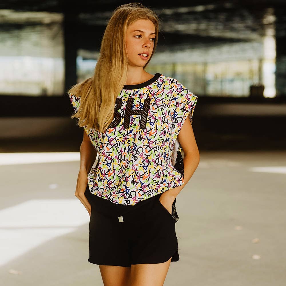 BE HAPPINESS - Vendita all'ingrosso Maglietta - Donna - Top con stampa lettere in stile punk4