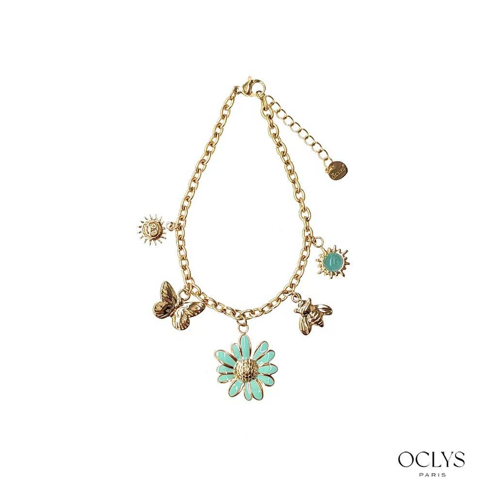 Oclys - Wholesale Charm/Dangle Bracelet - Colorful Flower Charm Bracelet Stainless Steel Eve0