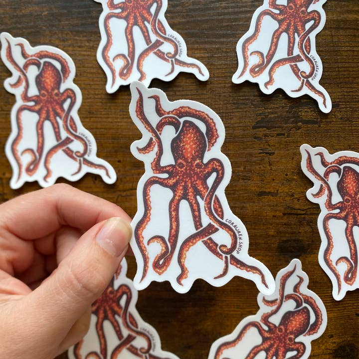 Octopus Sticker for wholesale by Made By Cora Wren