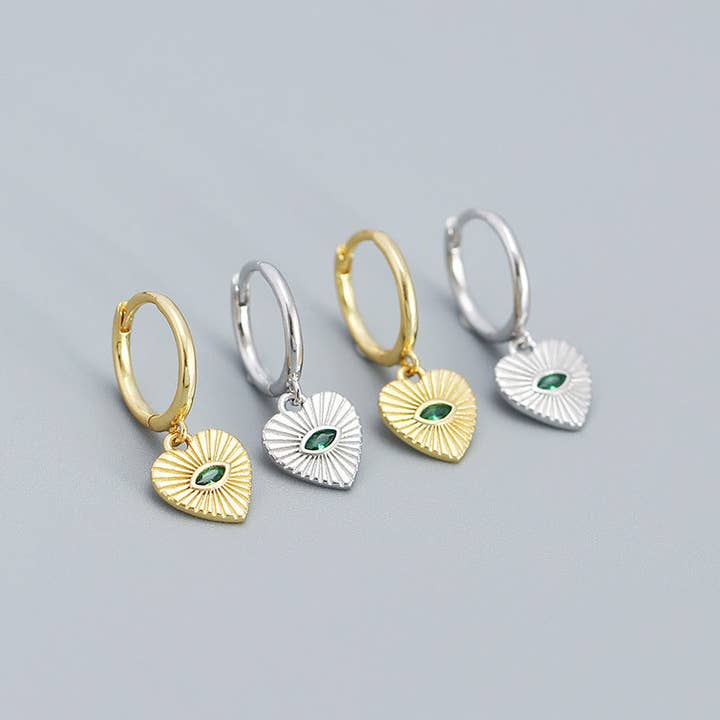 Perimade & Co. LLC - Wholesale Dangle Earrings - Evil Eye Heart Dangle Drop Earrings in 925 Sterling Silver