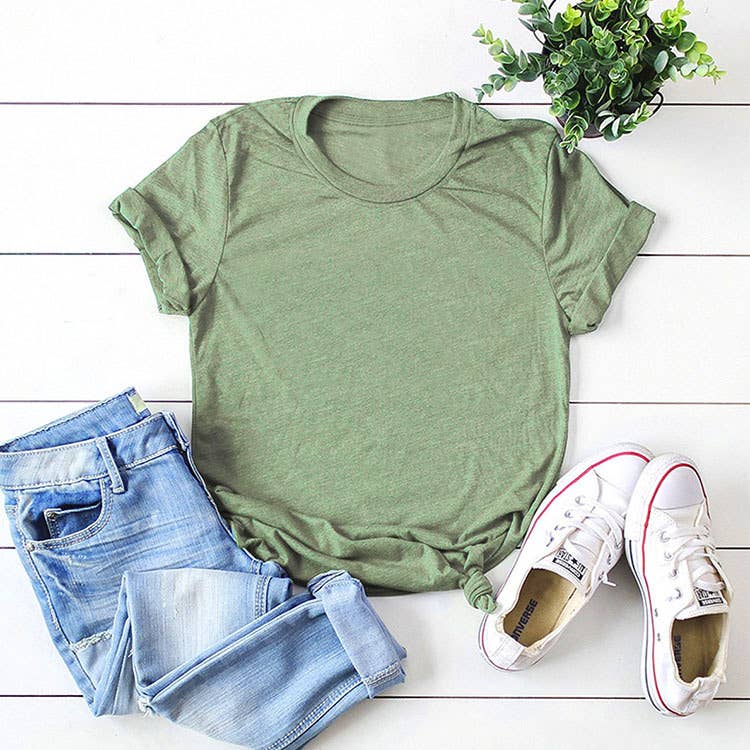 Lily Clothing - Wholesale T-Shirt - Women's - LOOSE SOLID COLOR SHORT SLEEVED T SHIRT_CWTTS07473