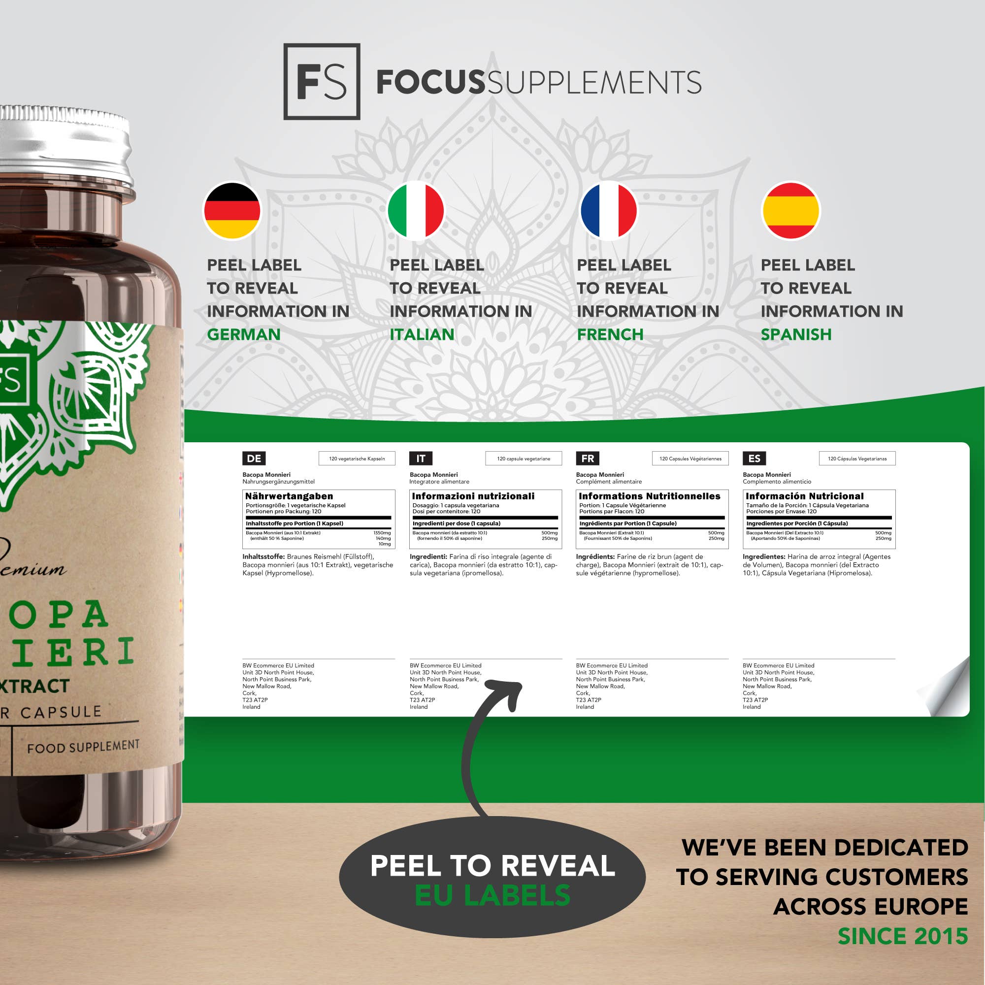 Focus Supplements – wholesale Oral supplement/vitamin – Bacopa Monnieri (500mg) 120 Capsules2