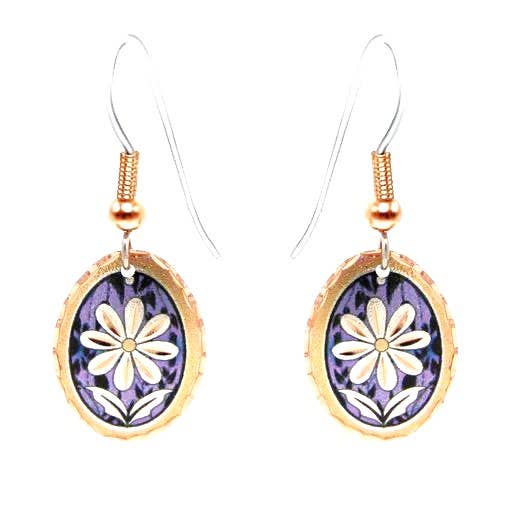 F 31 Lilla blomst oval form øreringe for engroshandel hos COPPER ARTS INC.