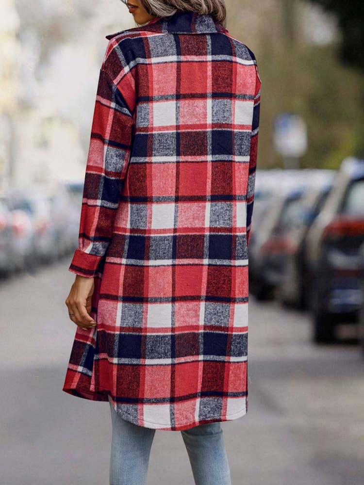 eLook - Wholesale Coat - Women's - SZ1-JK8211 Plaid Button Down Long Coat32