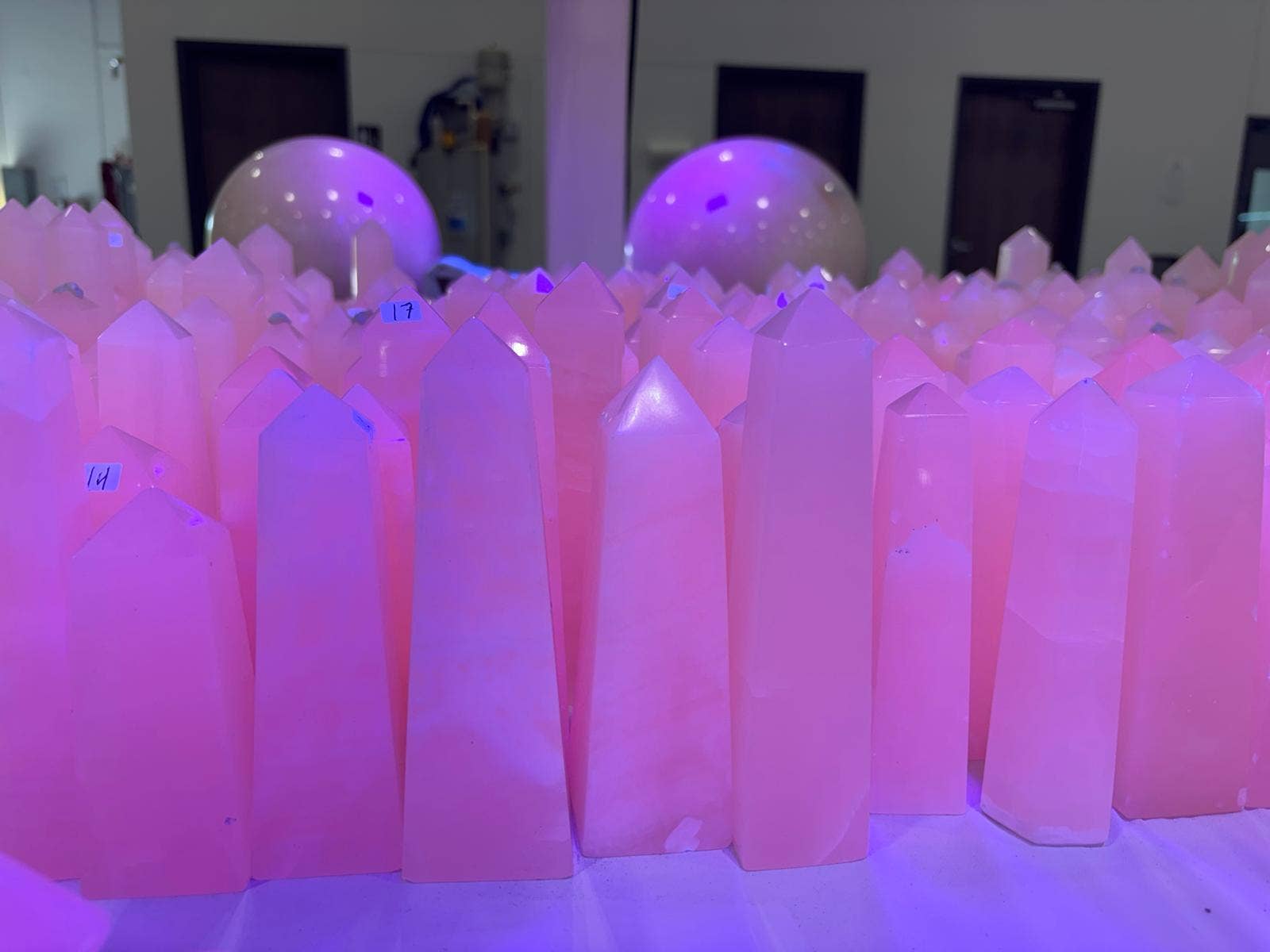 Quasar Gems USA - Wholesale Spiritual Stone/Crystal - Pink Calcite Mangano Calcite Tower Obelisk 1kg/ 2.2lbs  1
