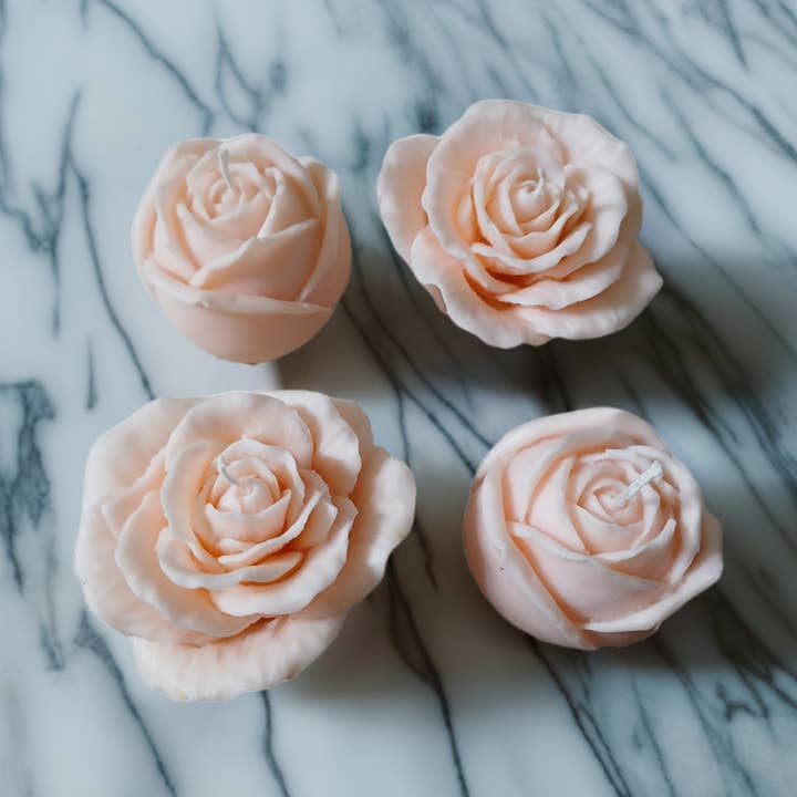 4-Pack Rose Wax Candles 2.5" - Pastel Floral Relaxing Decor WV for wholesale by Scent Fushion Candles