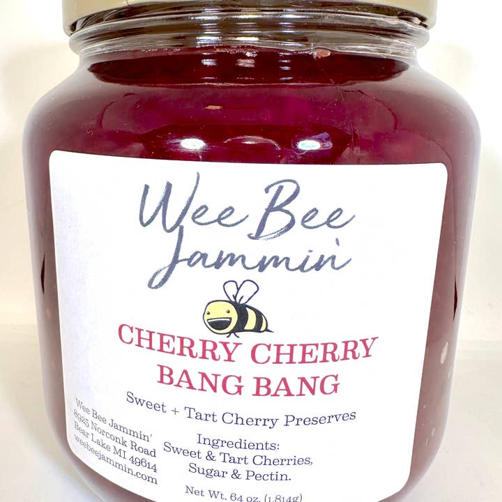 Wee Bee Jammin' - Vente Confiture/gelée - Contenant de service Cherry Cherry Bang Bang, 64 oz
