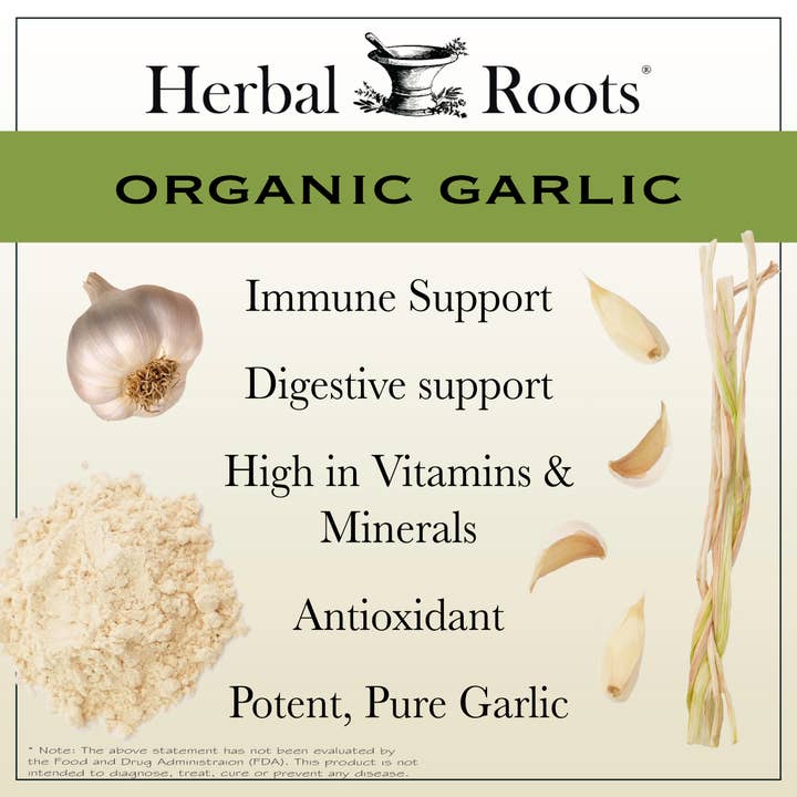 Herbal Roots - Wholesale Oral Supplement/Vitamin - Herbal Roots Organic Whole Bulb Garlic Capsules